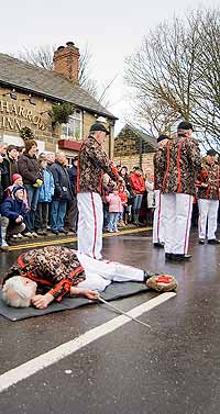 July: Outside the Old Harrow at Grenoside, on Boxing Day