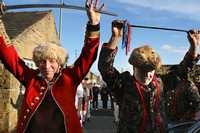 April: The two captains of an extended Grenoside dance, at The Old Harrow on the 'traipse'