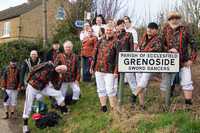 December: Posing by the village boundary on the 'traipse'. Sign altered in post-production!