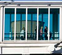April: Through the footbridge, Meadowhall Station